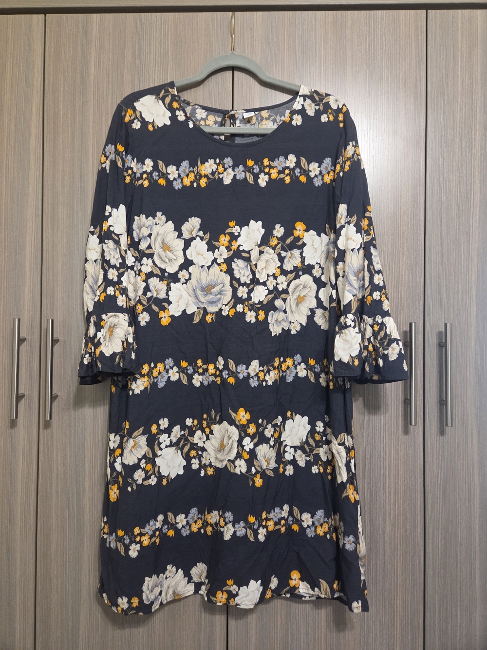 Floral Shift Dress with Bell Sleeves